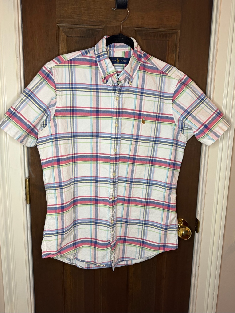 Ralph Lauren Boys Medium Plaid Short Sleeve Button Down Shirt - VGUC